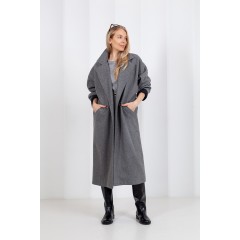 Šviesiai pilkas oversize paltas NEW YORK Šviesiai pilkas oversize paltas NEW YORK