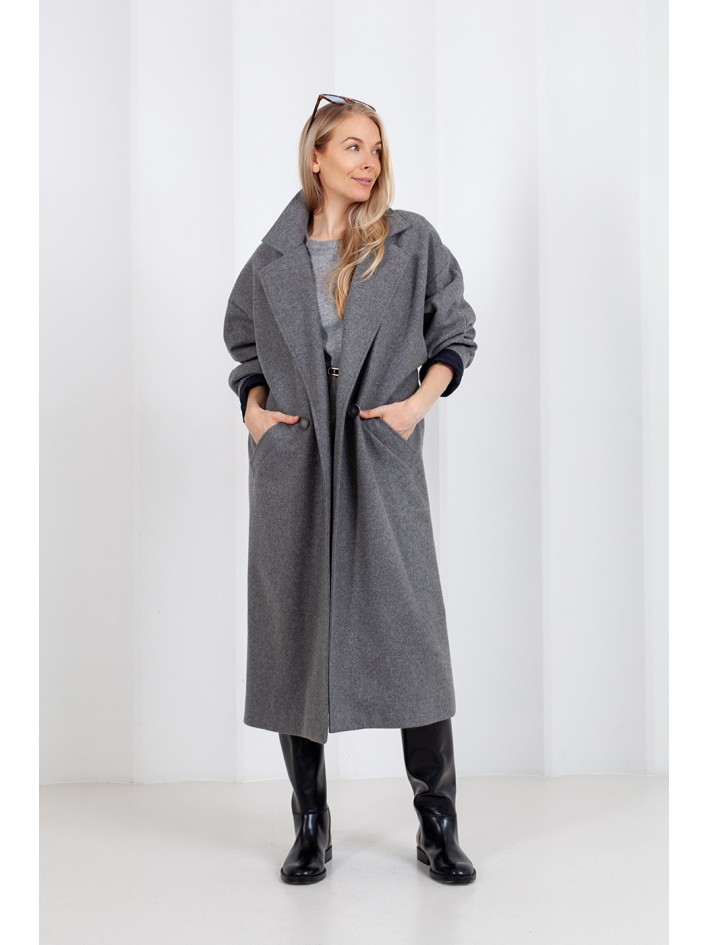 Šviesiai pilkas oversize paltas NEW YORK