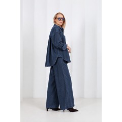 Tamsiai mėlynos velvetinės kelnės MADRID 