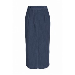 Tamsiai mėlynas velvetinis midi sijonas SOHO 